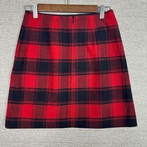 Uniqlo Sz S Skirt Buffalo Plaid Mini‎ Wool Red Preppy Classic Lined Indie Grunge